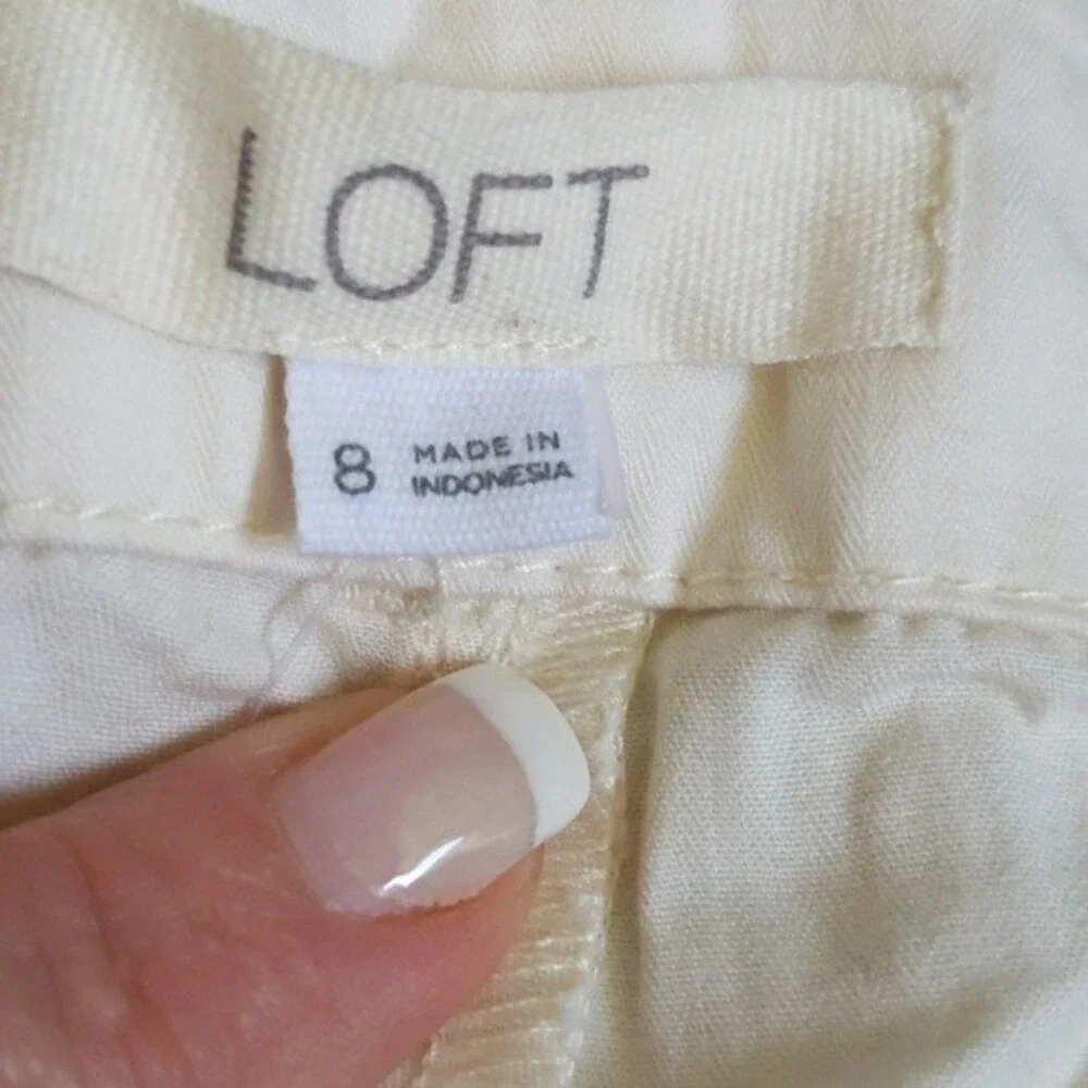 LOFT high waist paper bag waist off-white shorts, NWT, gold metallic accents 8